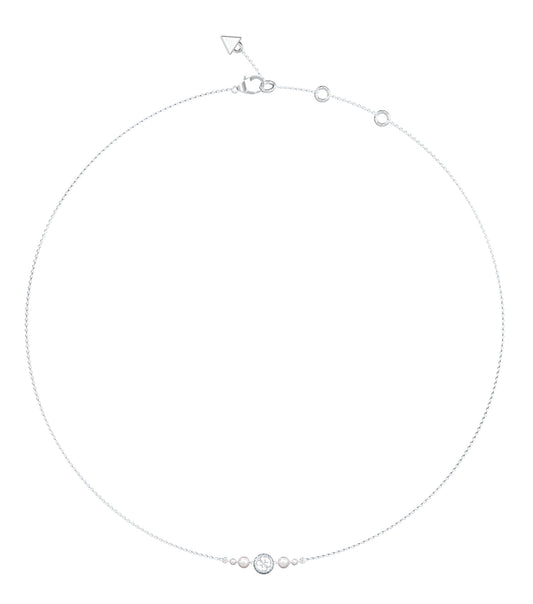 Ladies Tiny Pearly Necklace Gold Steel