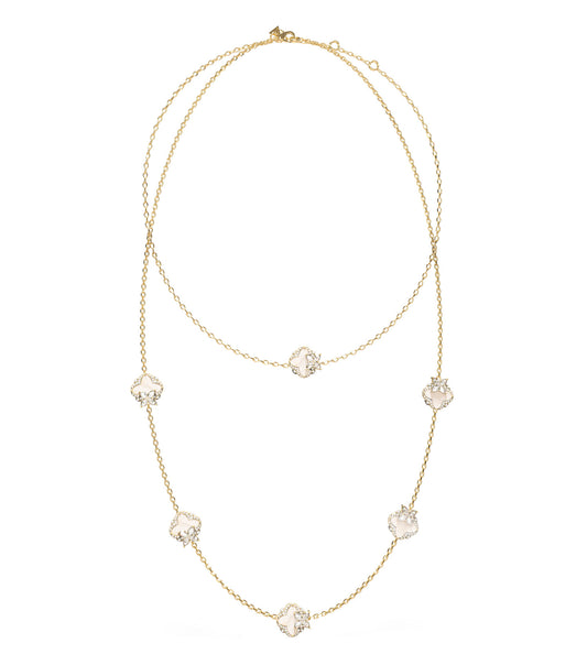 Ladies Wild Flower Necklace Gold Steel