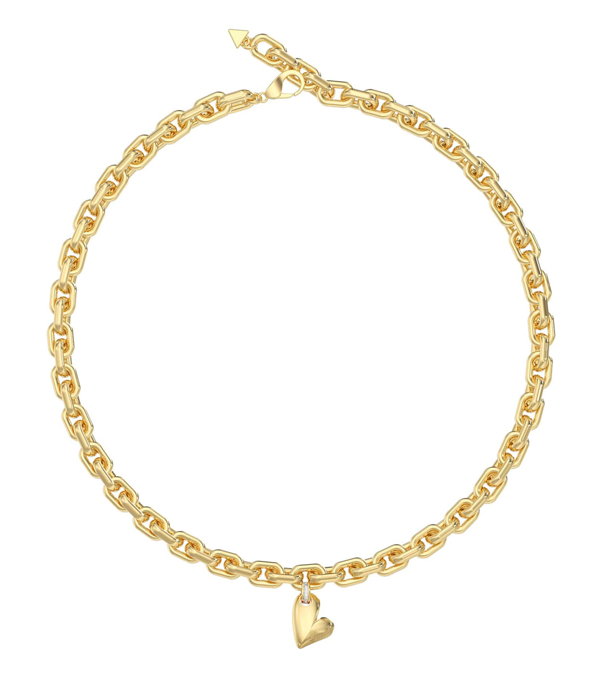 Ladies Golden Love Necklace Gold Steel
