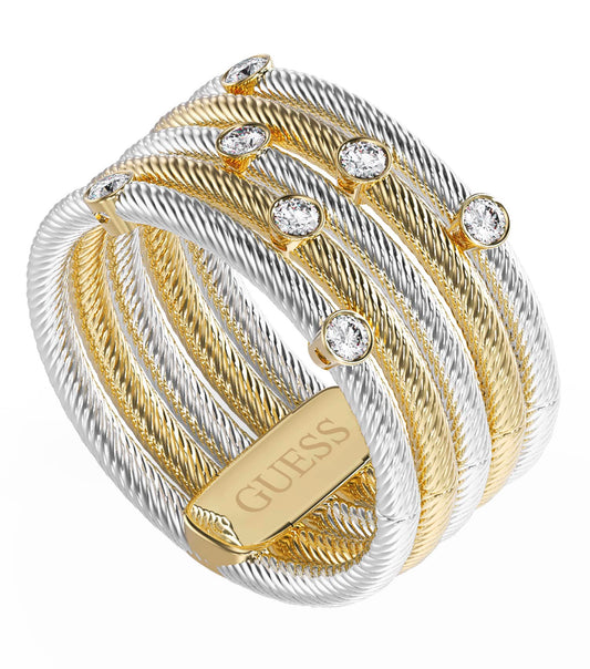 Ladies Kalybe Ring Silver &Amp; Gold Steel