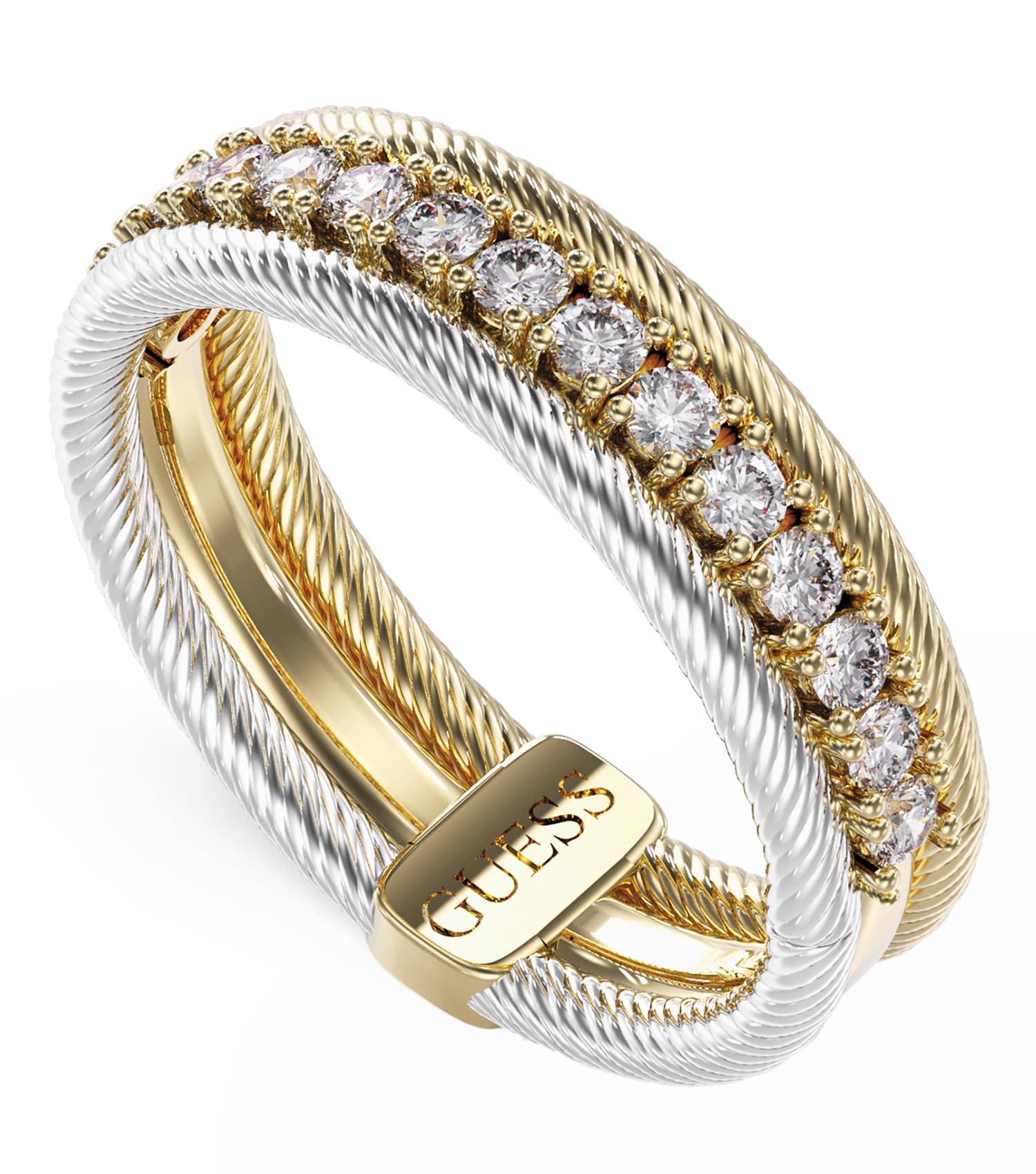 Ladies Kalybe Ring Silver &Amp; Gold Steel