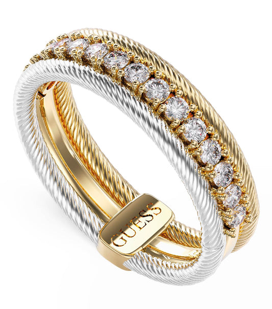 Ladies Kalybe Ring Silver &Amp; Gold Steel