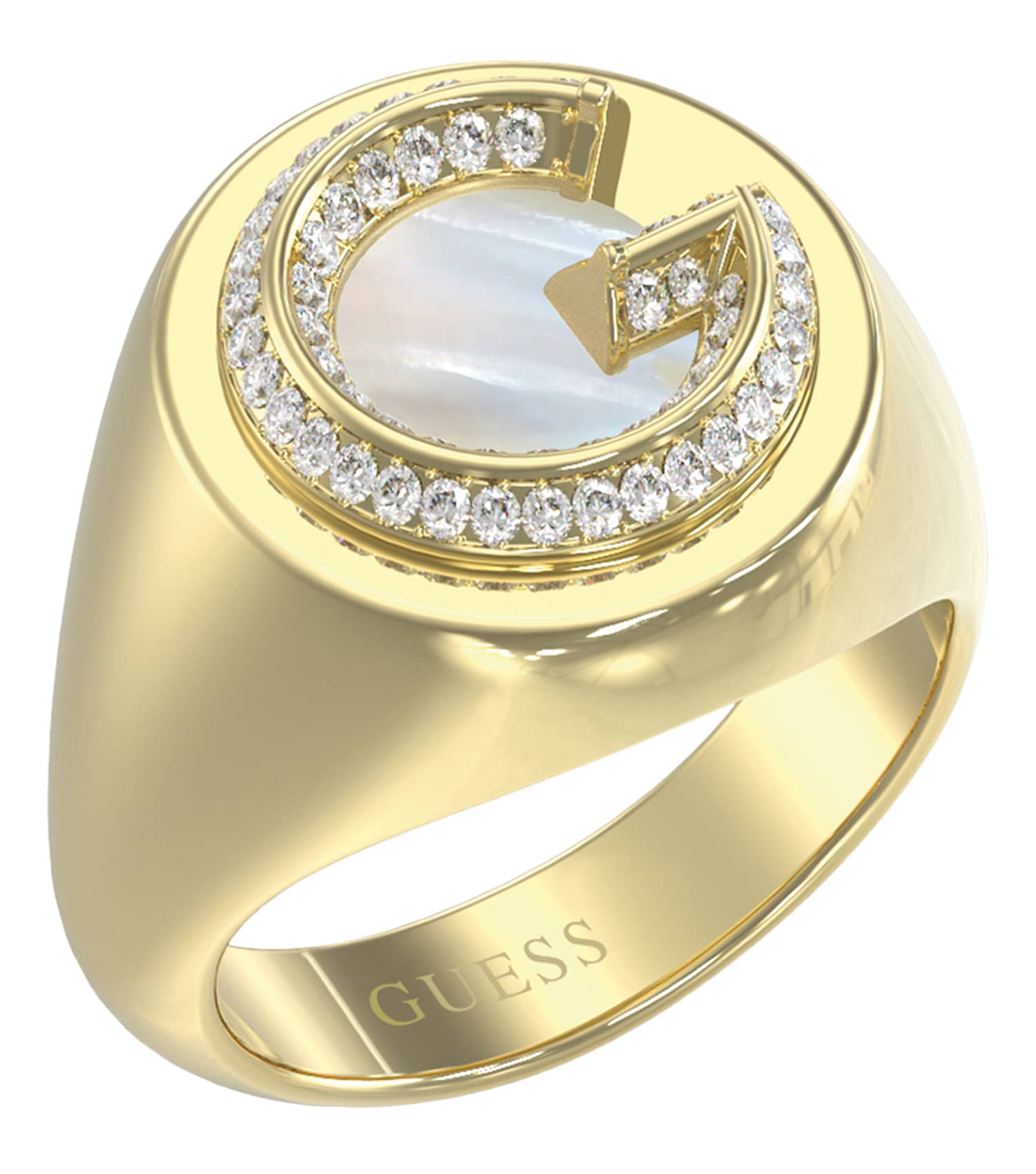 Ladies G Crystal Ring Gold Steel