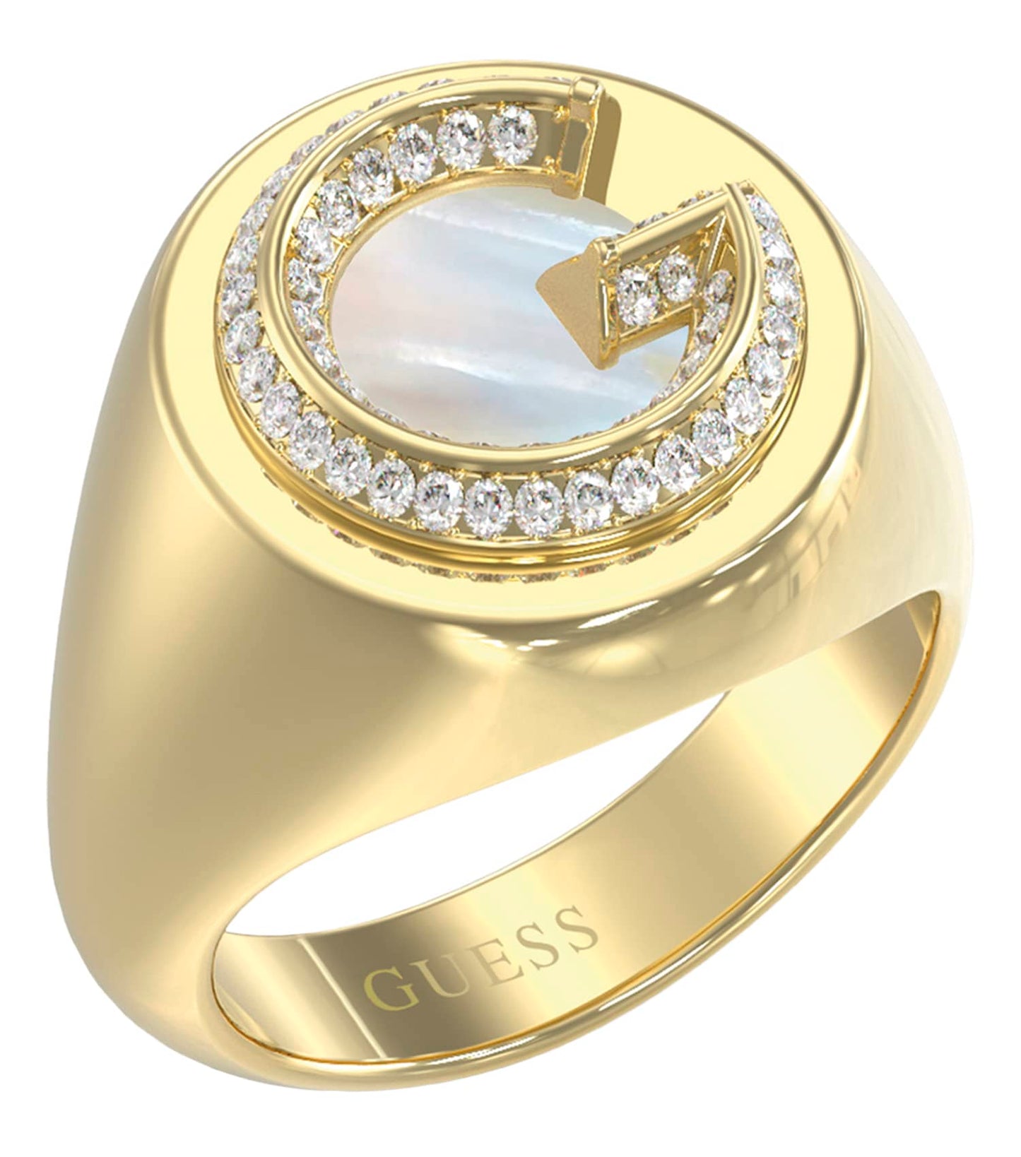 Ladies G Crystal Ring Gold Steel