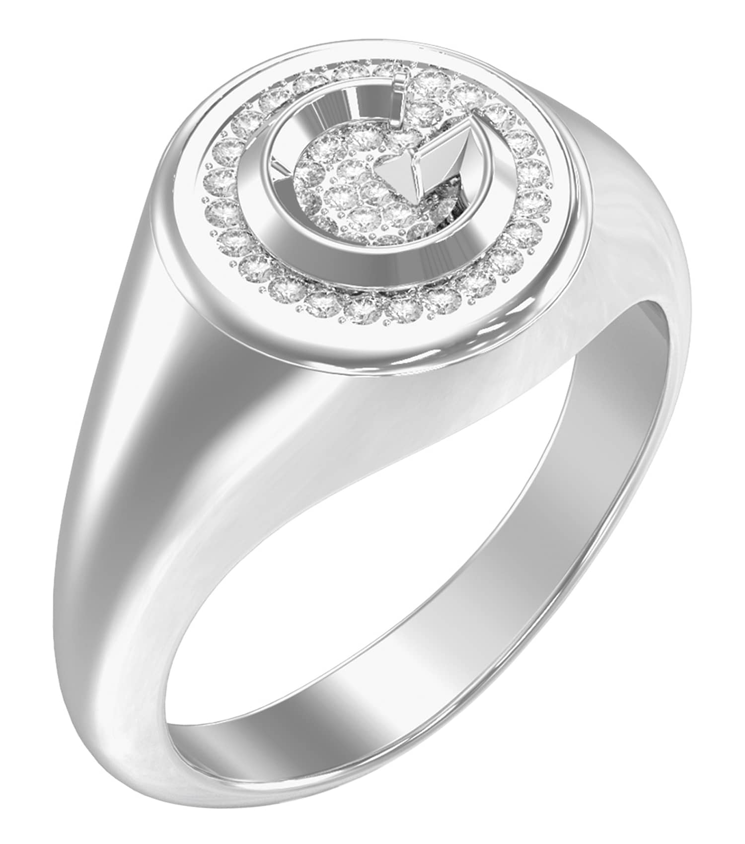 Ladies G Crystal Ring Silver Steel