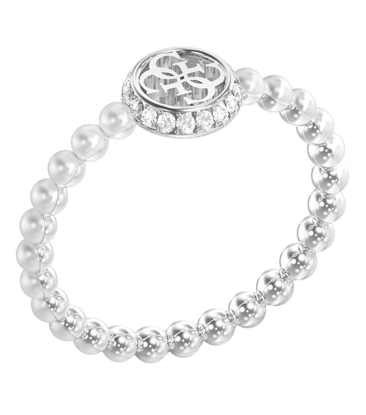 Ladies Tiny Pearly Ring Gold Steel