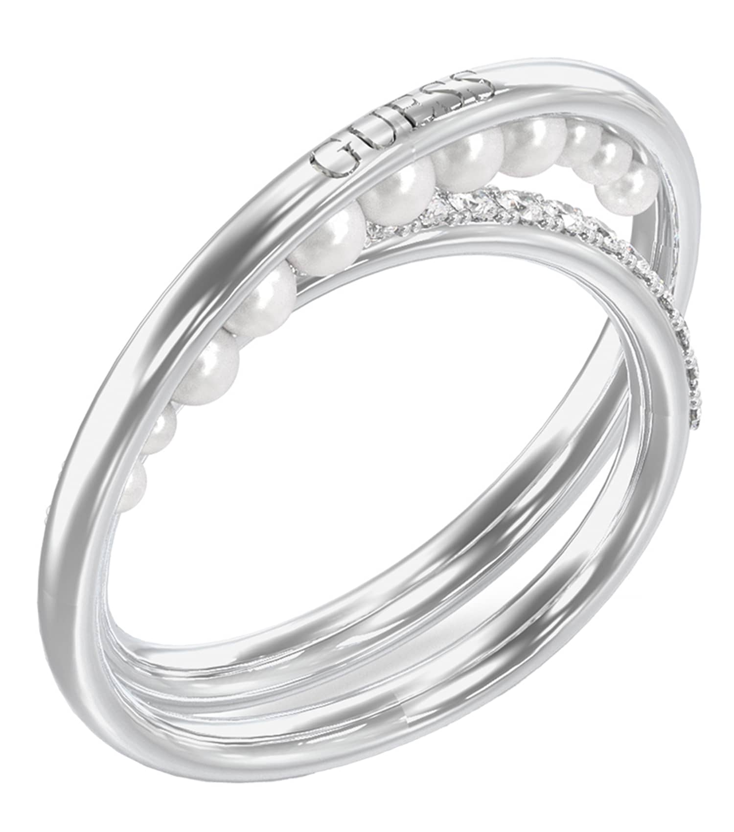 Ladies Tiny Pearly Ring Gold Steel