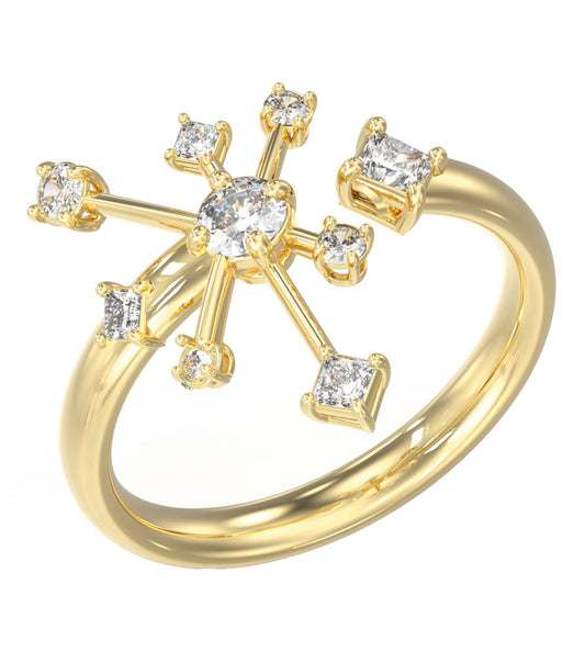 Ladies Galaxy Ring Gold Steel