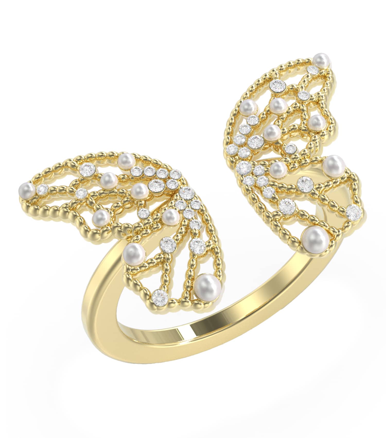 Women Borboleta Ring Gold Steel