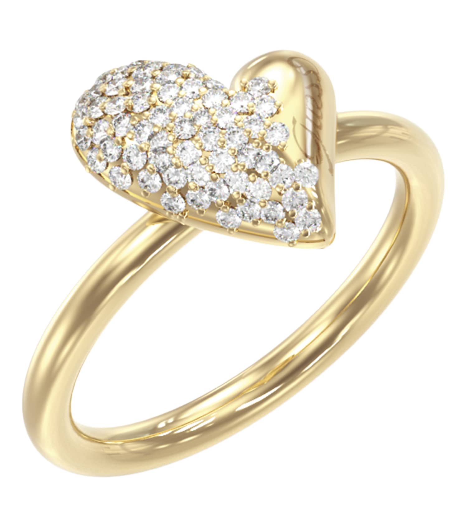Ladies Golden Love Ring Gold Steel