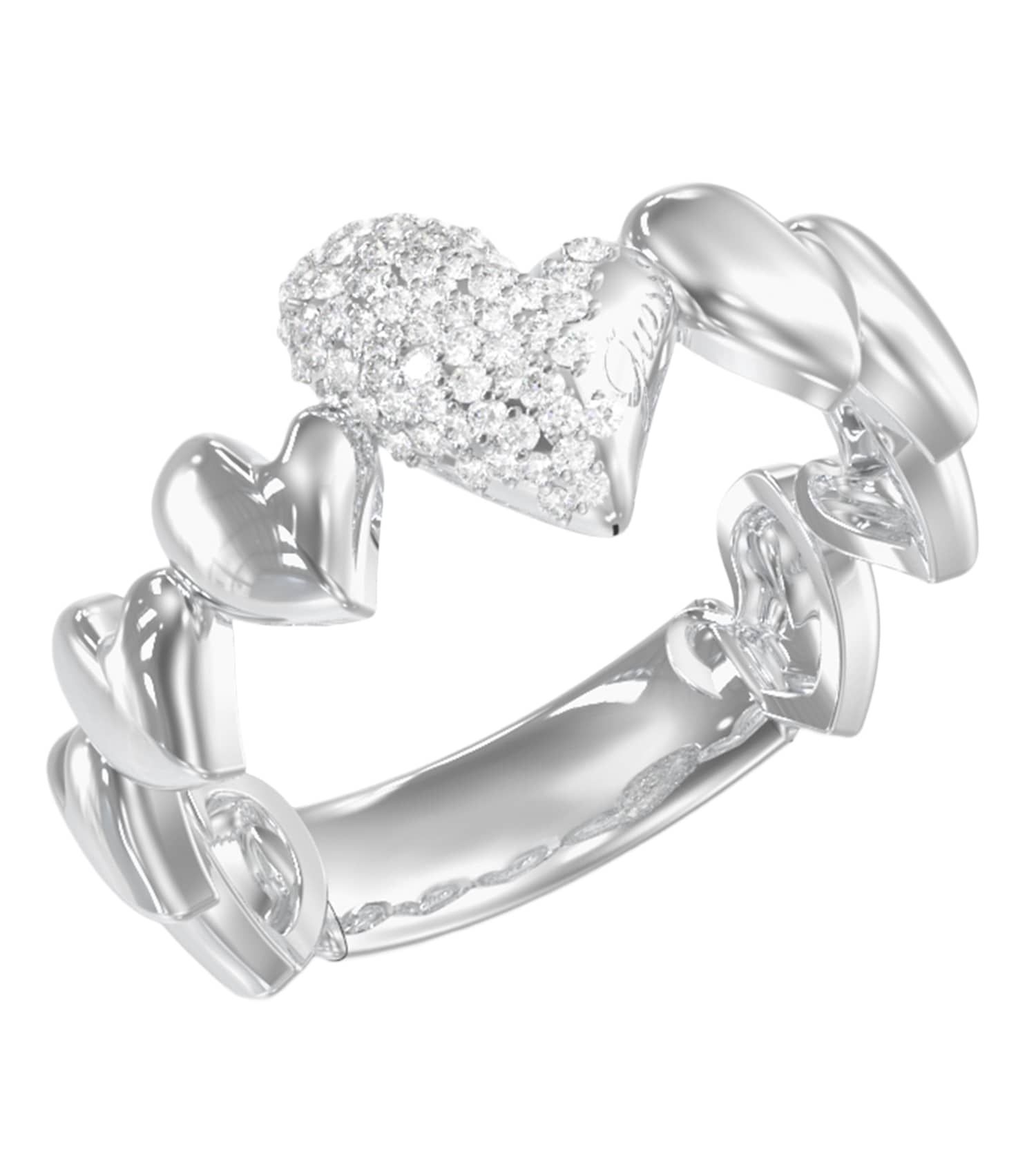 Ladies Golden Love Ring Silver Steel