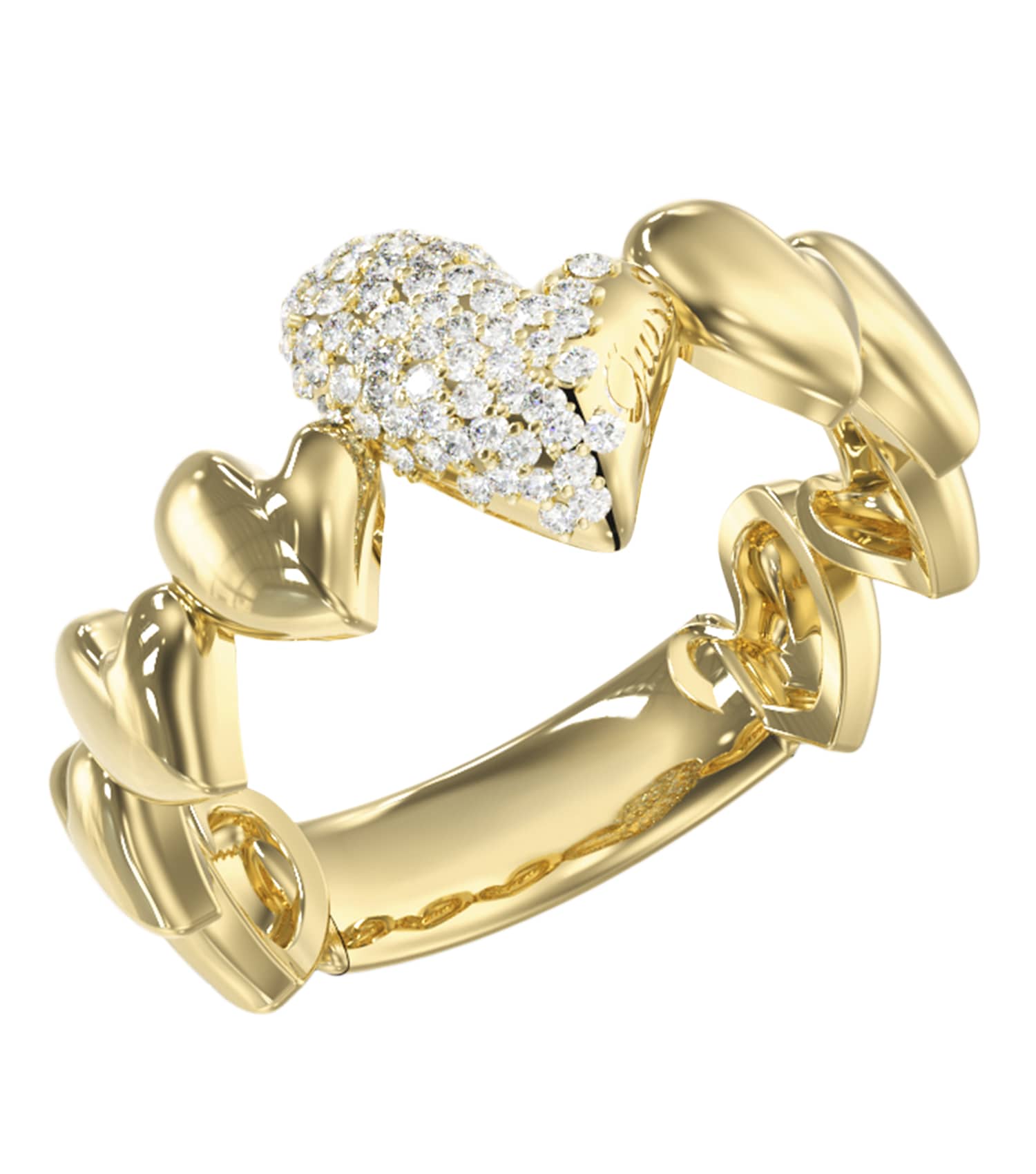 Ladies Golden Love Ring Silver Steel