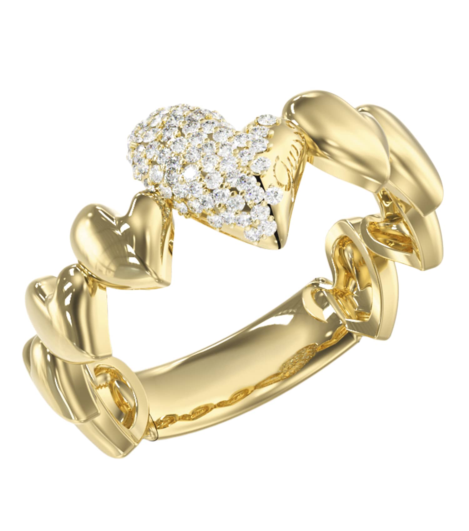 Ladies Golden Love Ring Silver Steel