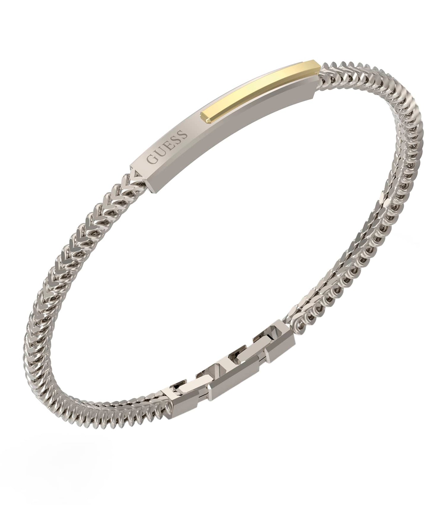 Gents Guess Noir Bracelet Gold Steel