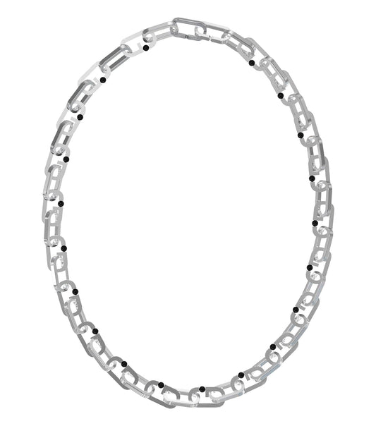 Men G Stripes Necklace Silver Steel