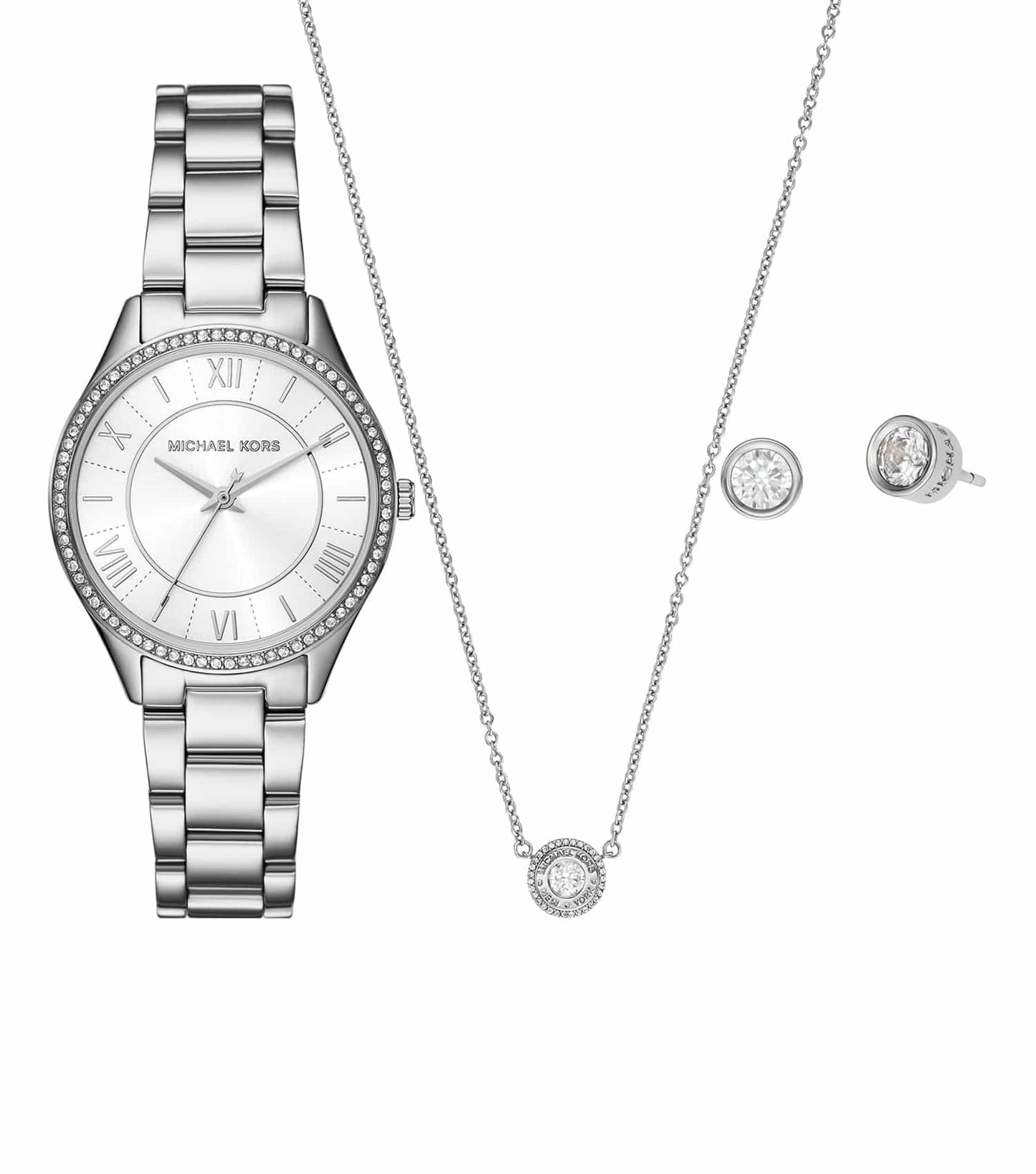 Michael Kors sleek none-color watch from a front angle, showcasing its elegant minimalist design and chic dial features.