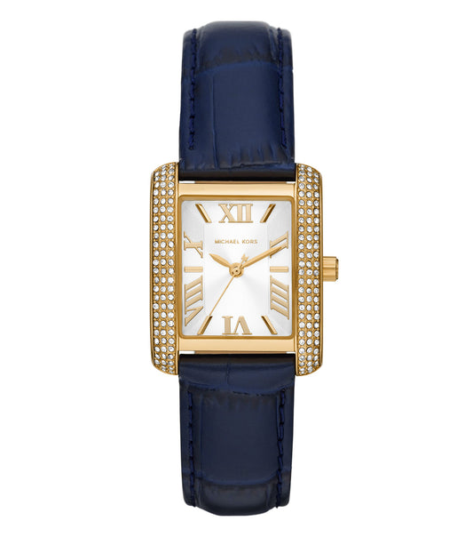 Elegant Michael Kors watch in sleek silver tone, front-facing view, showcasing a refined design ideal for timeless fashion.