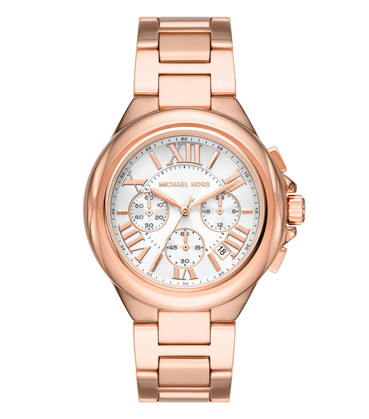 Michael Kors quartz watch MK7271, silver-tone stainless steel, frontal view; elegant design, passion for timeless fashion.