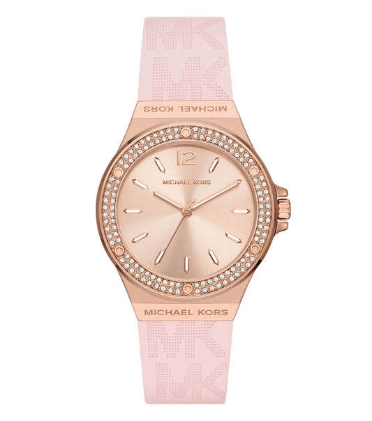 Elevate your style with this elegant Michael Kors watch, featuring a sleek None-colored design, captured at a 37-degree angle.