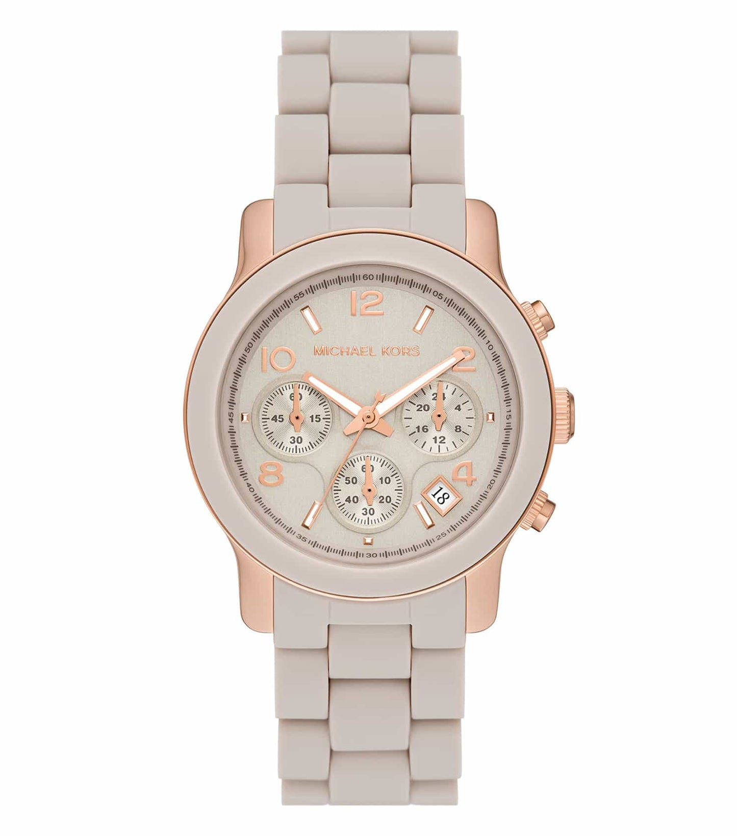 Michael Kors elegant watch with a sleek design in a watch-none color, showcasing a detailed face from a slight side angle.