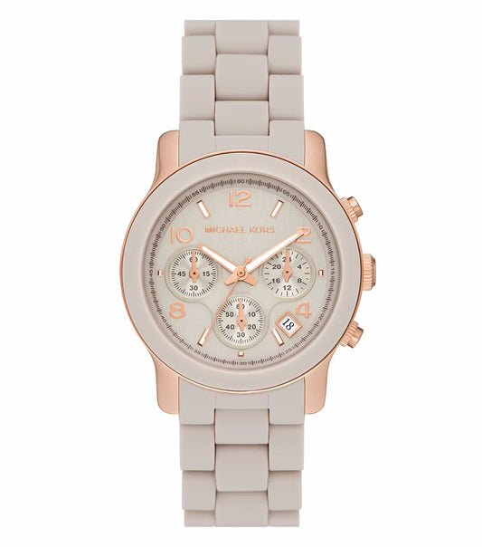 Michael Kors elegant watch with a sleek design in a watch-none color, showcasing a detailed face from a slight side angle.