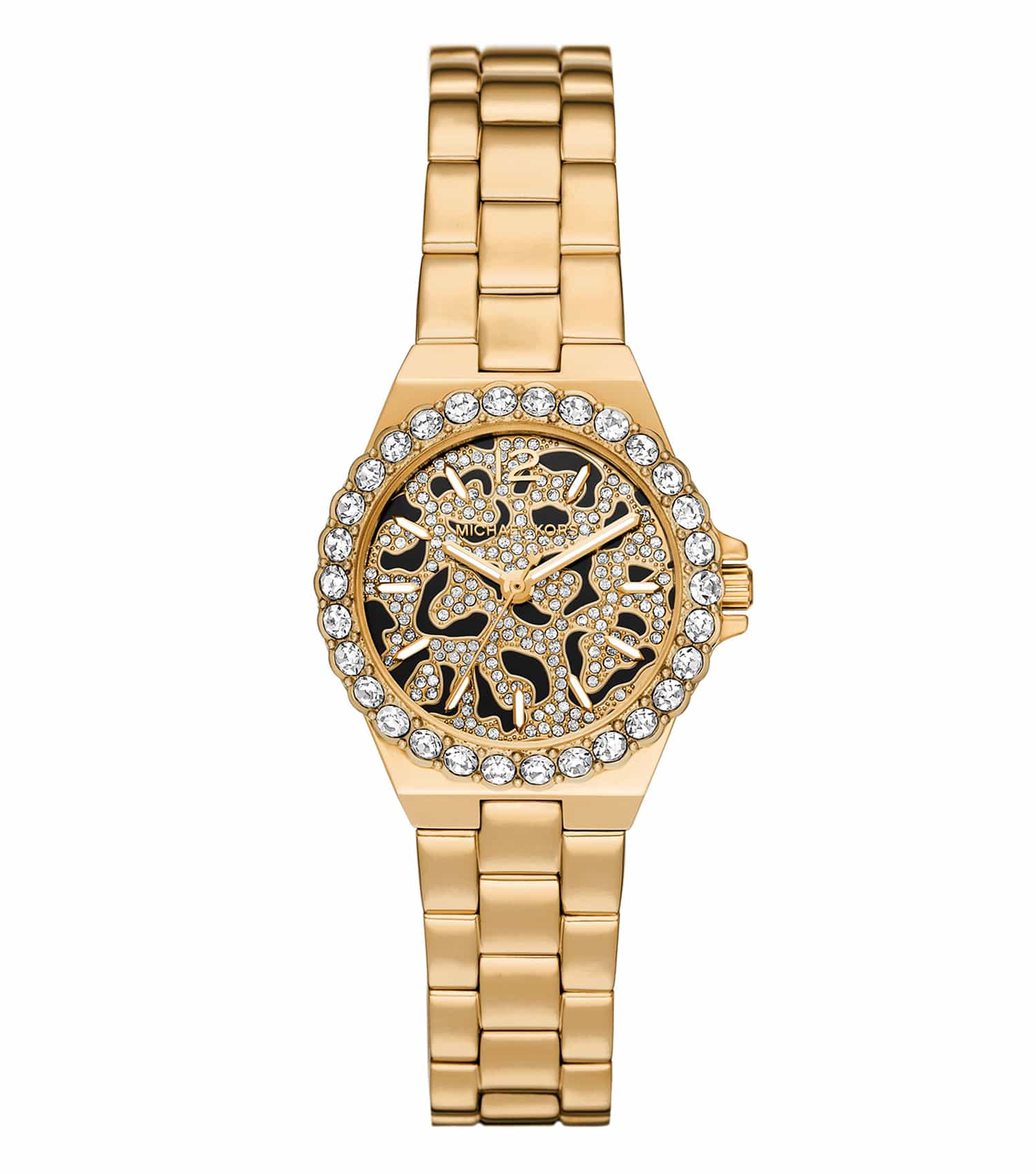 Michael Kors Quartz Watch in a stylish rose gold hue, side angle shot showcasing its elegant round dial and modern design.