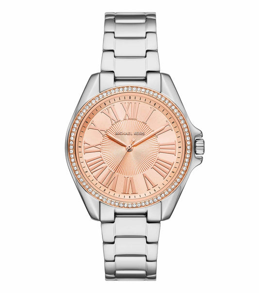 Michael Kors sleek single-color watch displayed at an elegant angle, showcasing modern design and luxurious craftsmanship.