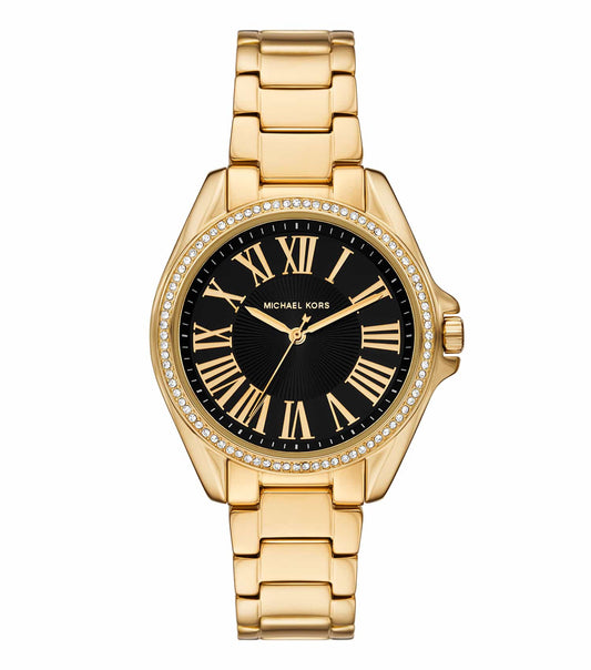 Michael Kors watch in gray, frontal view; sophisticated timepiece with sleek design and minimalist face, ideal for fashion enthusiasts.