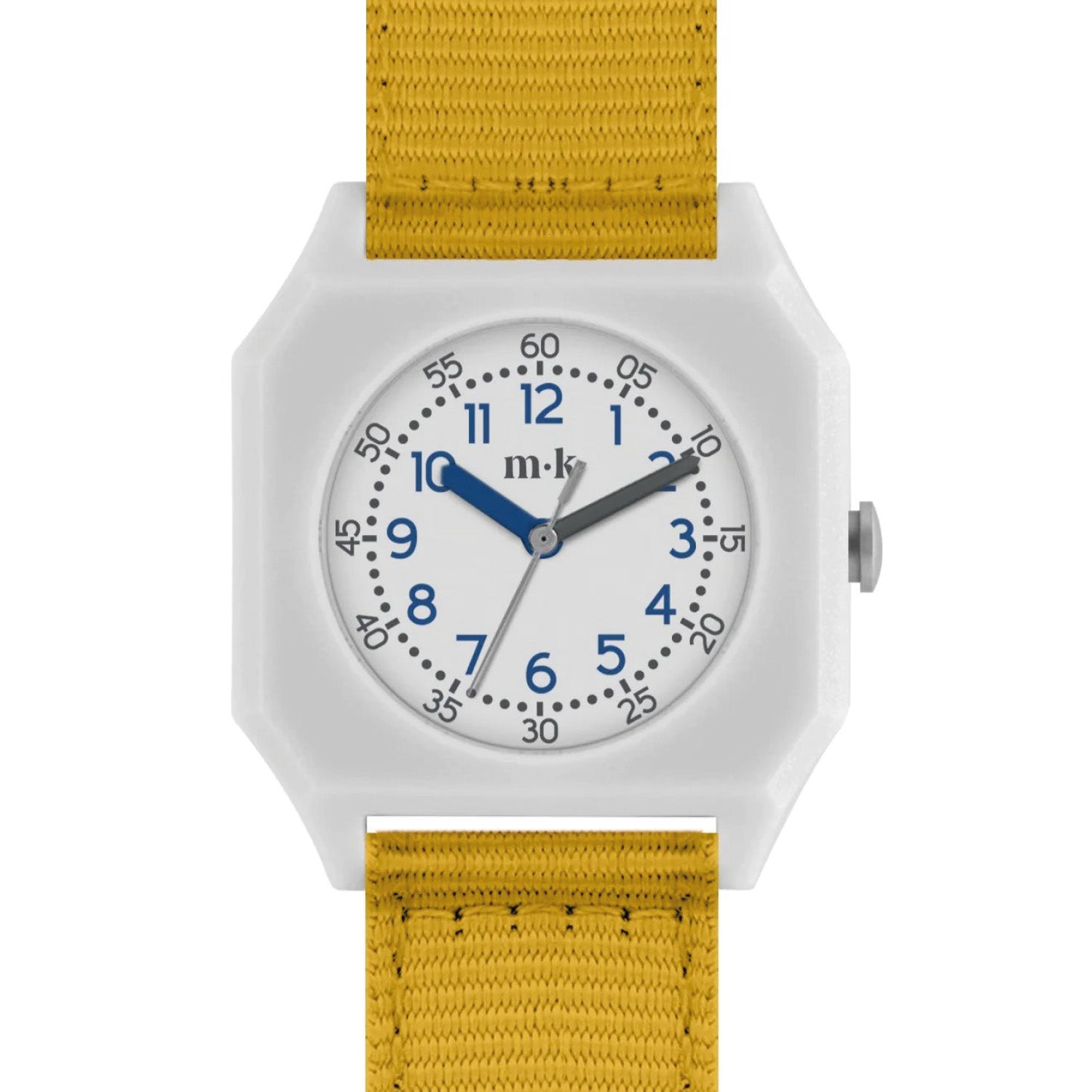 Mini Kyomo Honey color watch showcasing its elegant design from a 45-degree angle, highlighting playful details and charm.
