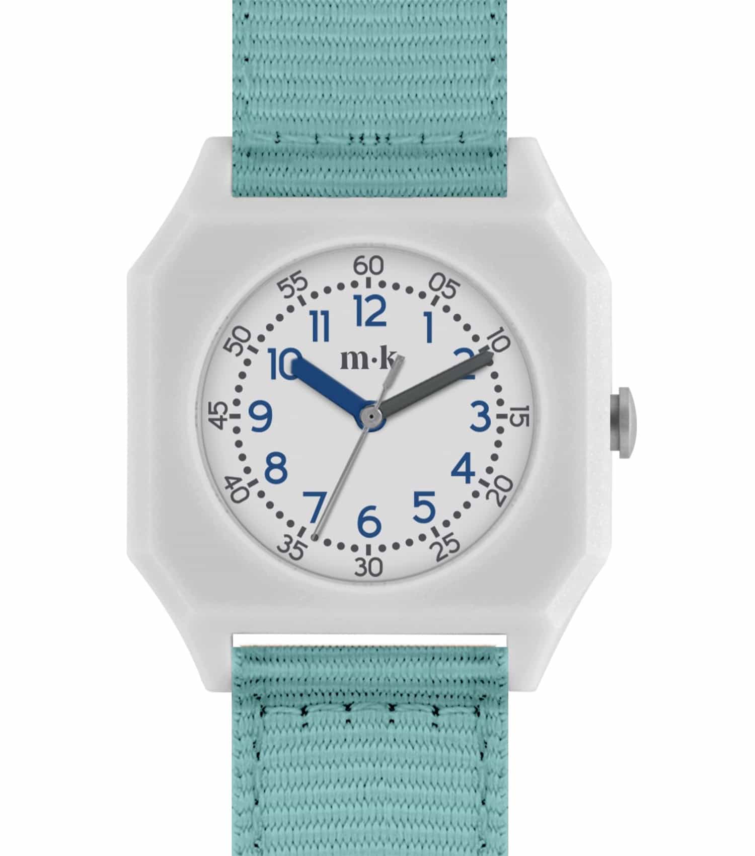 Mini Kyomo Arctic color watch, front view; sleek design, vibrant straps, minimalist face showcasing timeless elegance.