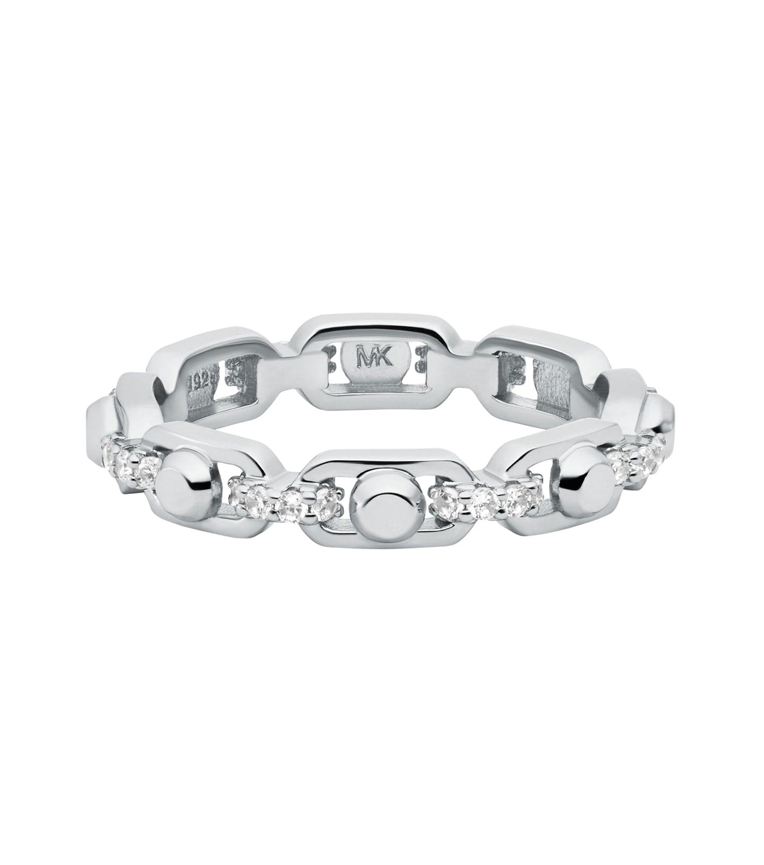 Elegant Michael Kors silver ring showcasing radiant craftsmanship, with detailed top-angle view, excellent jewelry piece for style enthusiasts.