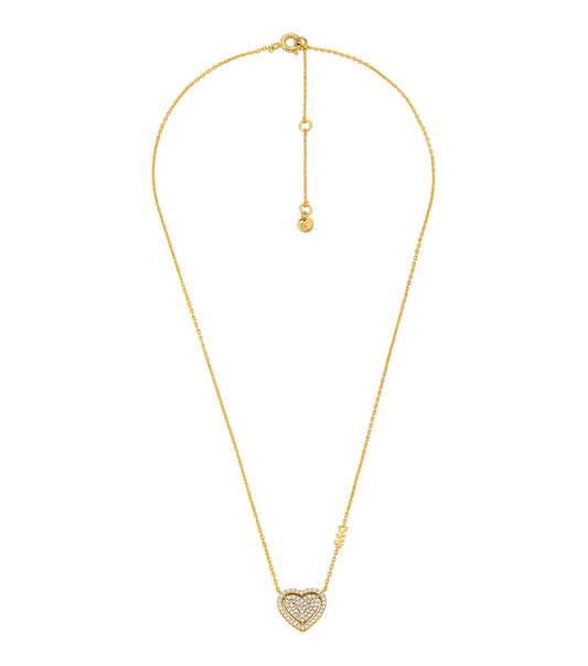Michael Kors gold necklace, elegantly designed, displayed front-facing with sparkling stones, captures luxury and sophistication.