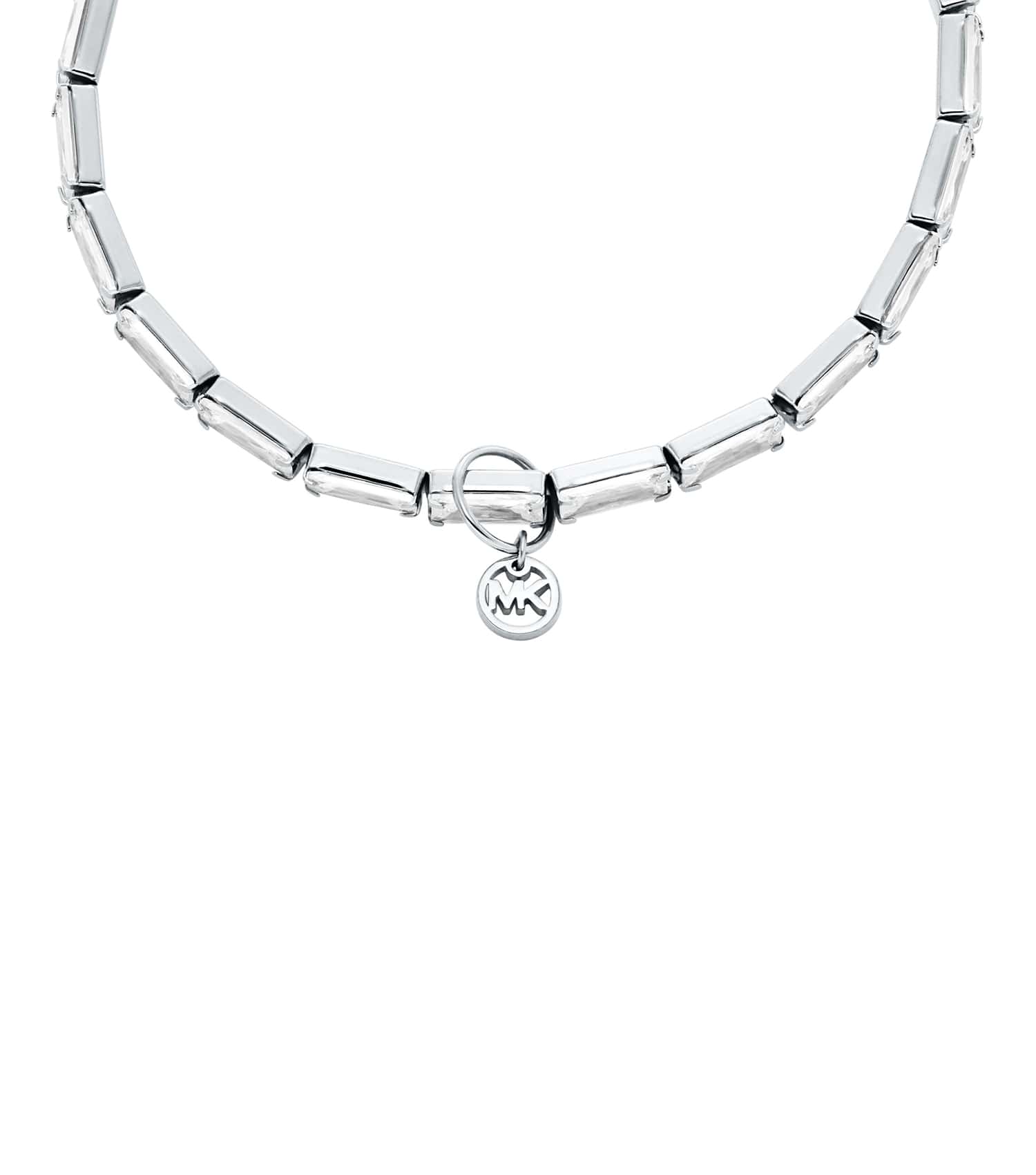 Women Baguette Stretch Tennis Bracelet Silver Stainless Steel