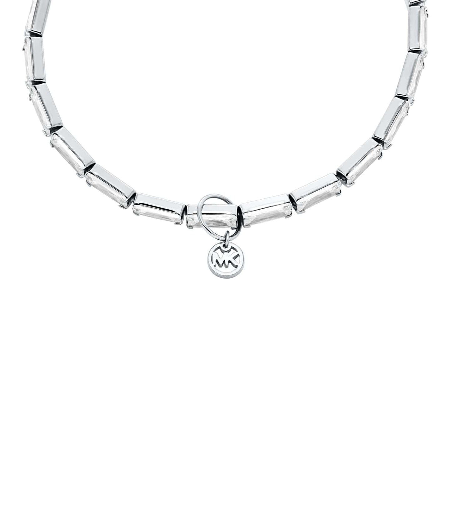 Women Baguette Stretch Tennis Bracelet Silver Stainless Steel