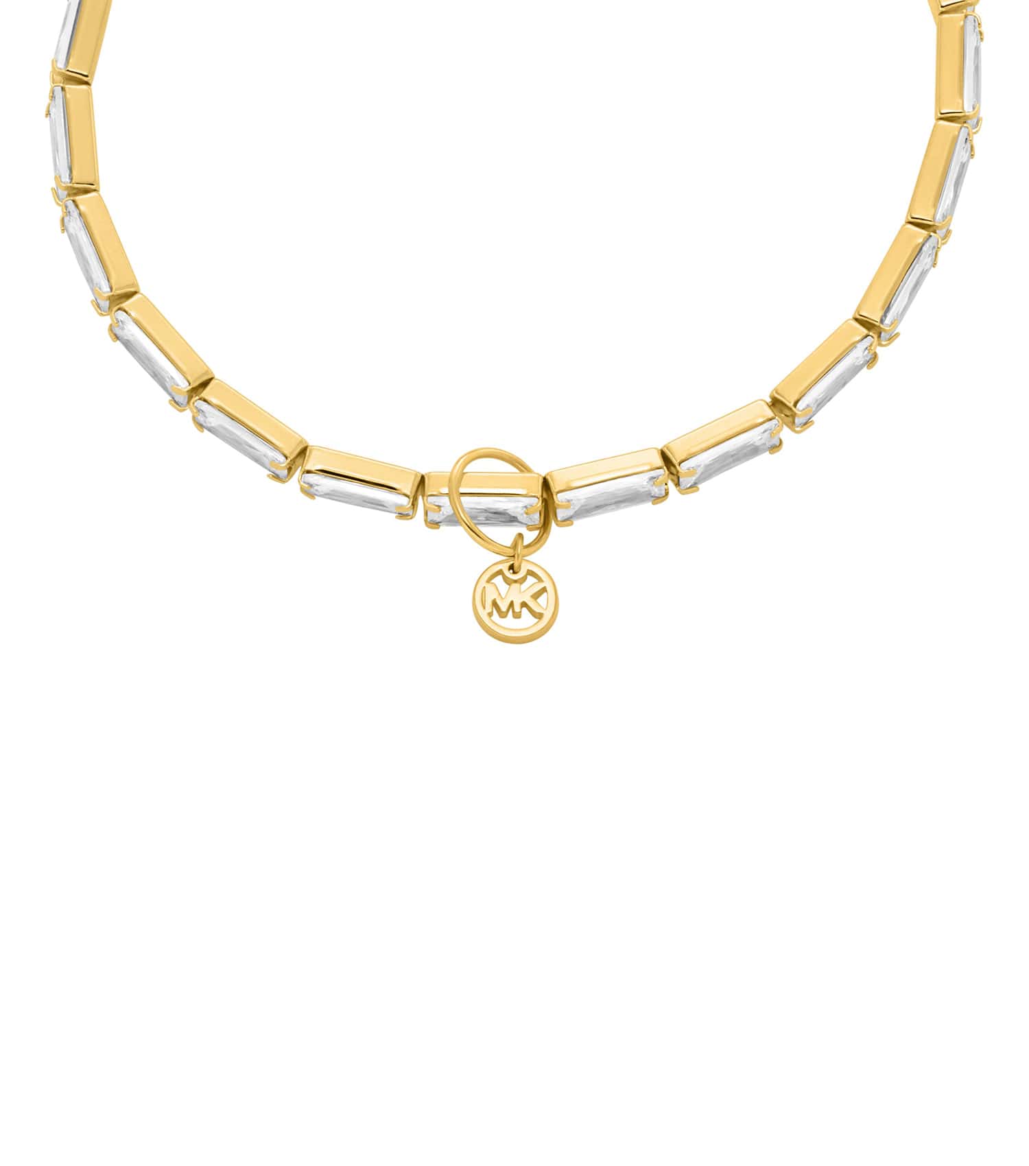 Women Baguette Stretch Tennis Bracelet Gold Stainless Steel