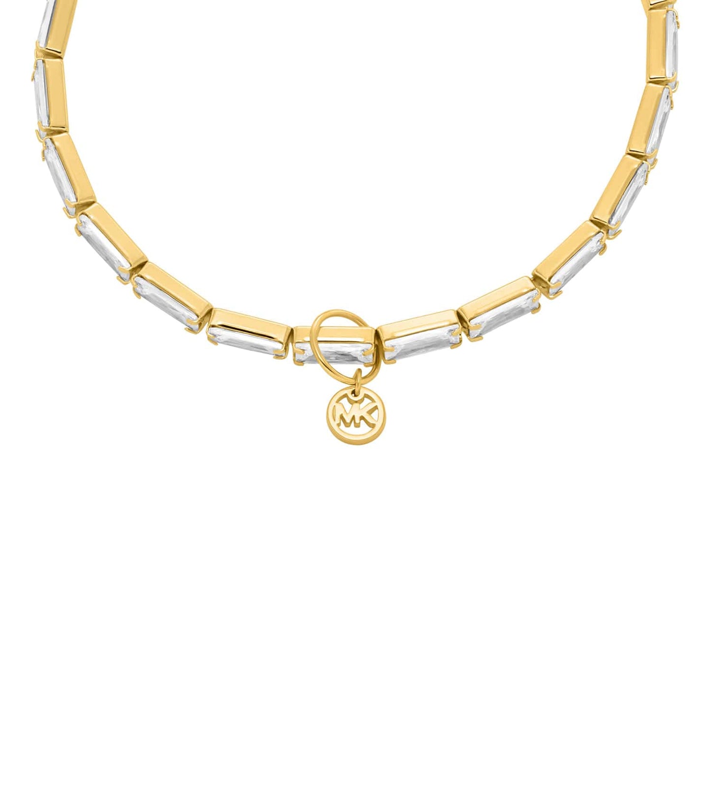 Women Baguette Stretch Tennis Bracelet Gold Stainless Steel