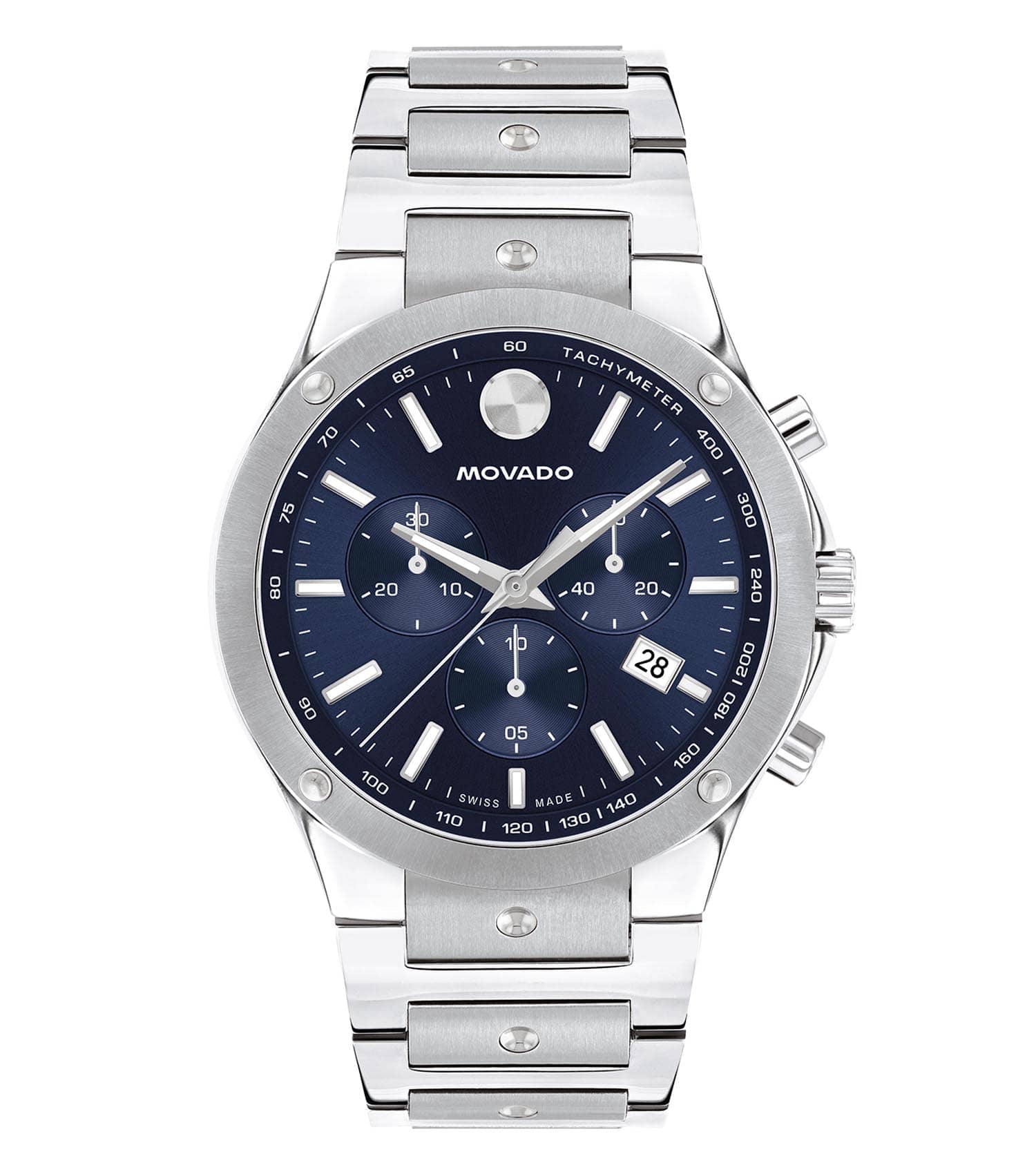Movado black watch displayed at a three-quarter angle, showcasing its sleek design and elegant simplicity, epitomizing luxury style.