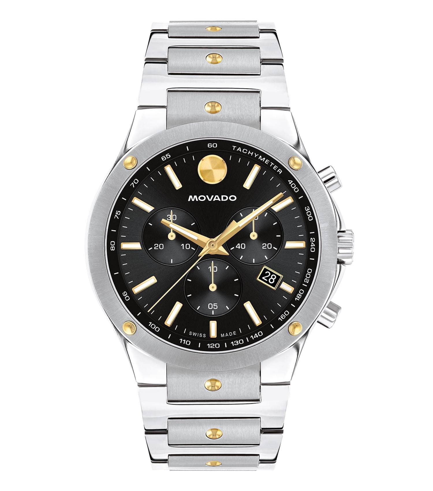 Elegant Movado watch with sleek gray design, round face, and side view angle, showcasing minimalist beauty and precision craftsmanship.