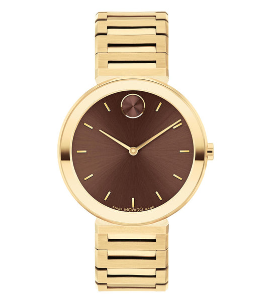 Passionate about watches, this Movado blue watch image showcases a sleek frontal view, highlighting its vibrant hue and elegant design.