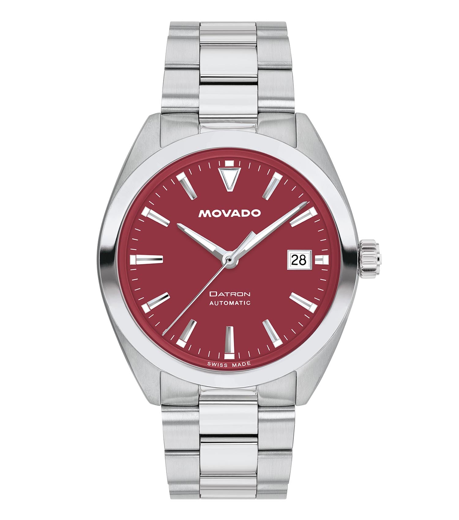  Movado black watch with sleek design, captured in a side angle, showcasing elegant simplicity and premium craftsmanship.