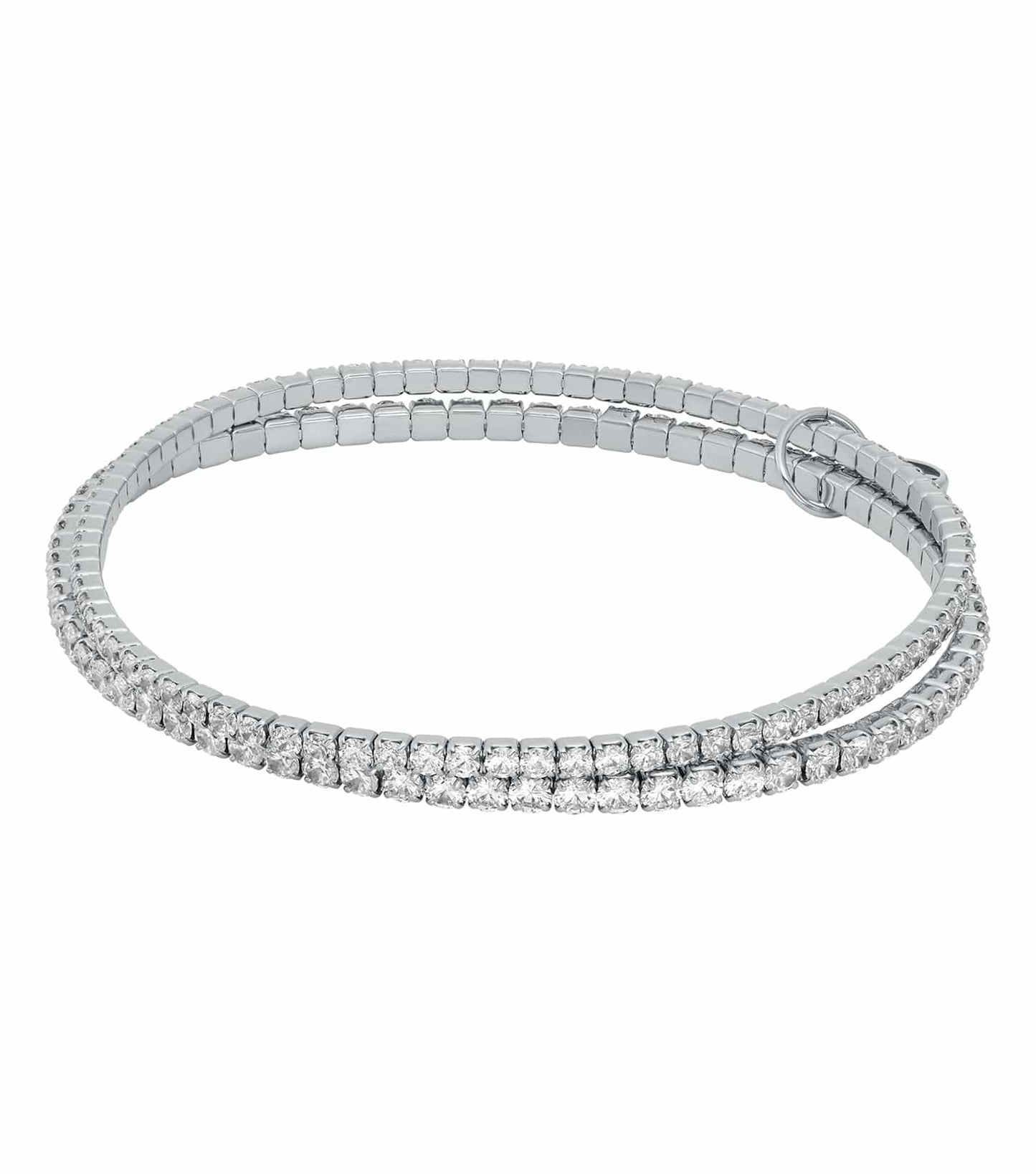 Michael Kors silver bracelet, front view, featuring a sleek design with shimmering stones, exemplifying sophisticated elegance.
