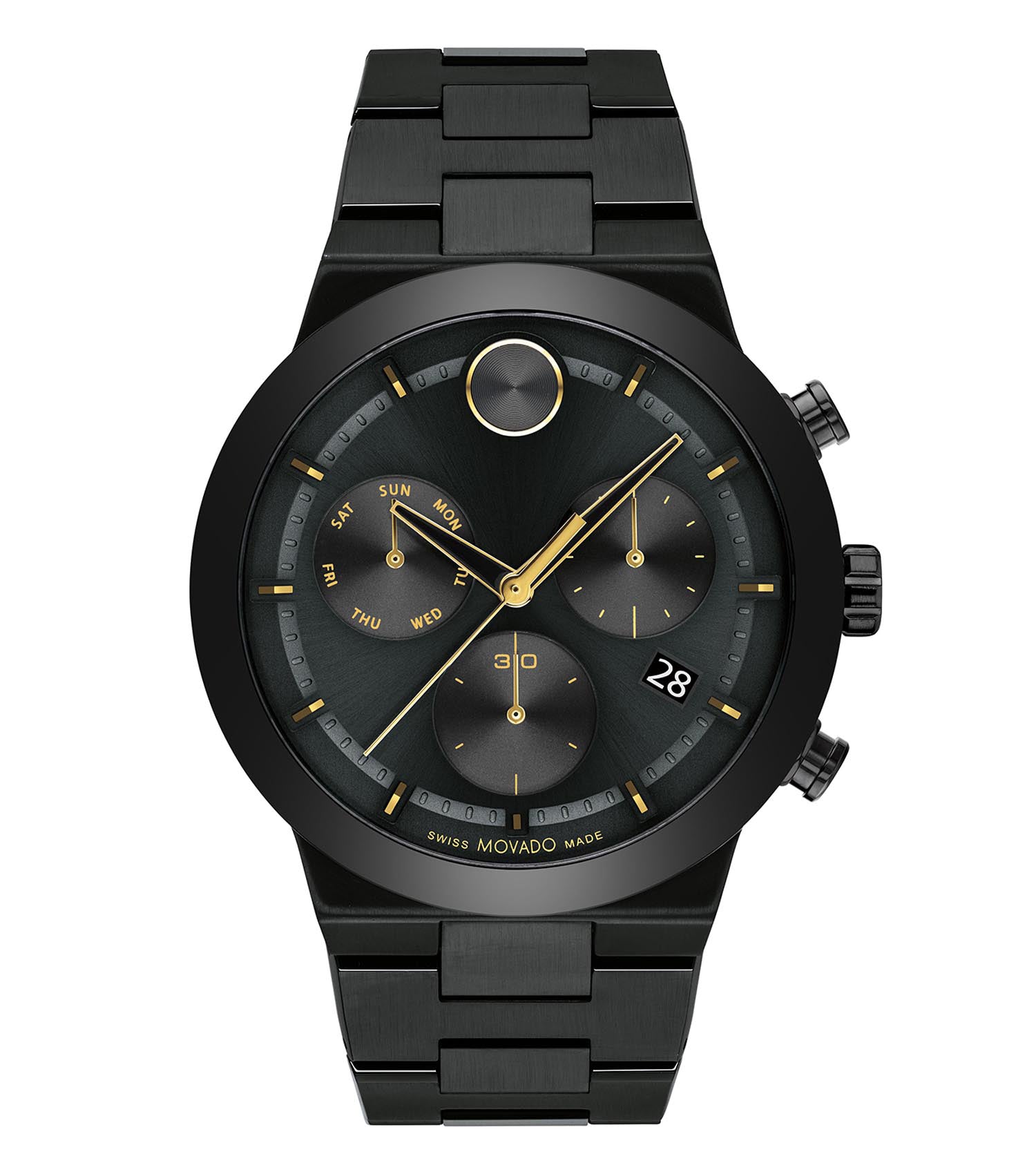 Movado watch, none color, close-up view; elegant minimalist design, silver accents, stylish round face, showcasing precise craftsmanship.
