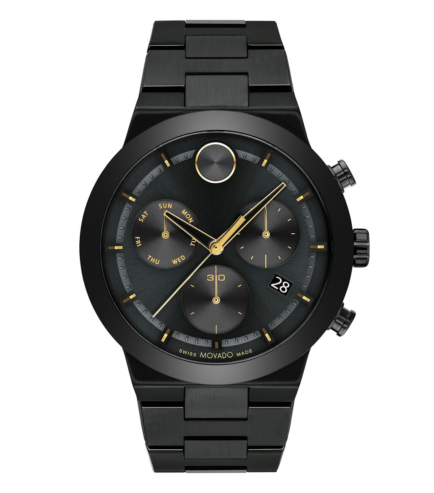 Movado watch, none color, close-up view; elegant minimalist design, silver accents, stylish round face, showcasing precise craftsmanship.