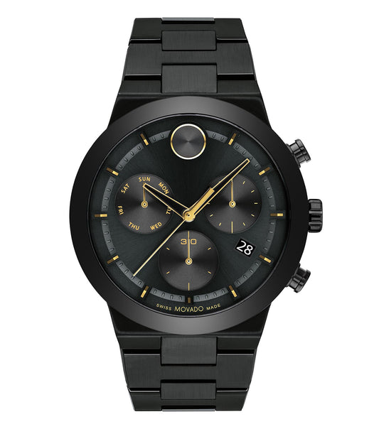 Movado watch, none color, close-up view; elegant minimalist design, silver accents, stylish round face, showcasing precise craftsmanship.