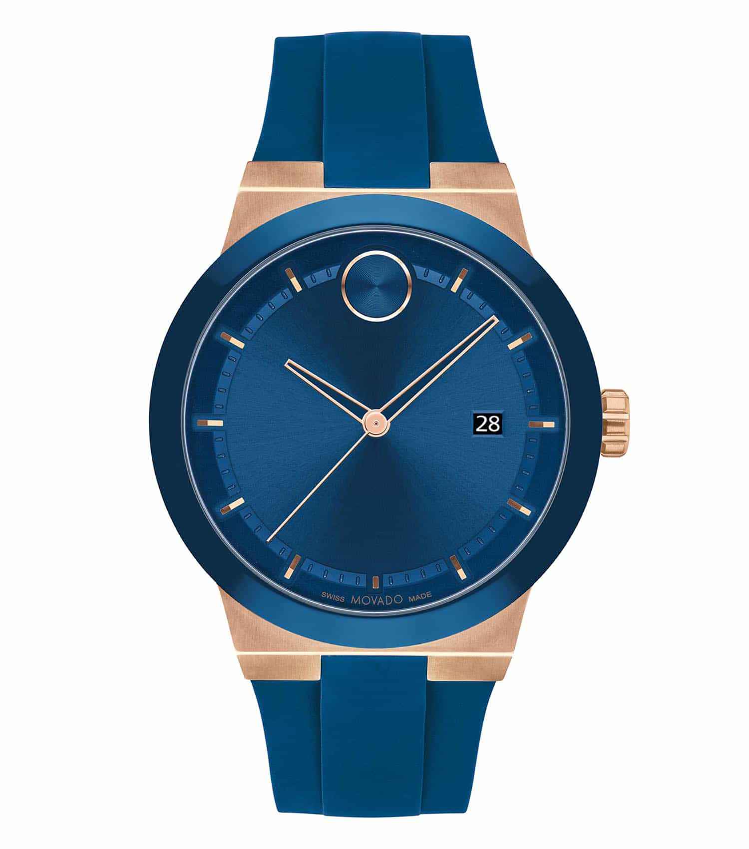 Movado watch capturing elegance in sleek black, features minimalist design, showcased at a 42.3-degree angle for a stylish statement.