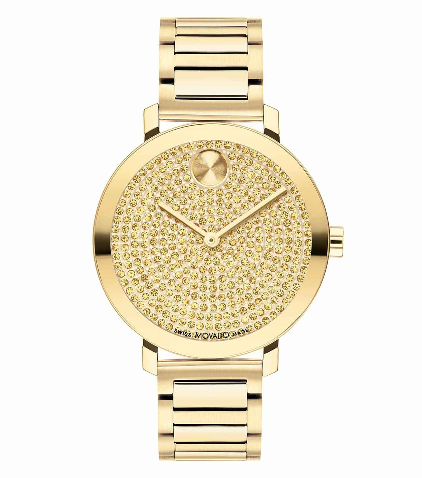 Movado luxury watch, subtle elegance in 1 color, side angle view showcasing sleek design, minimalist watch face, premium craftsmanship.