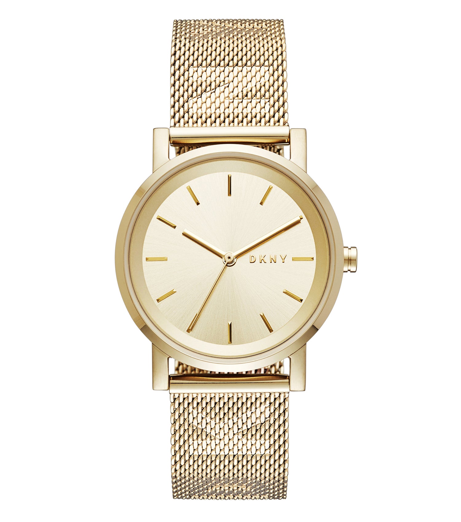 Chic DKNY watch in none color, showcasing a close-up frontal angle, emphasizing its elegant design and minimalist appeal.
