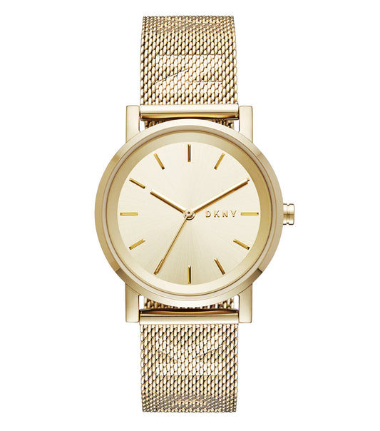 Chic DKNY watch in none color, showcasing a close-up frontal angle, emphasizing its elegant design and minimalist appeal.
