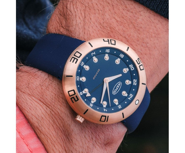 MEN SEAPOD BRONZE 46 MM BLUE DIAL STRAP