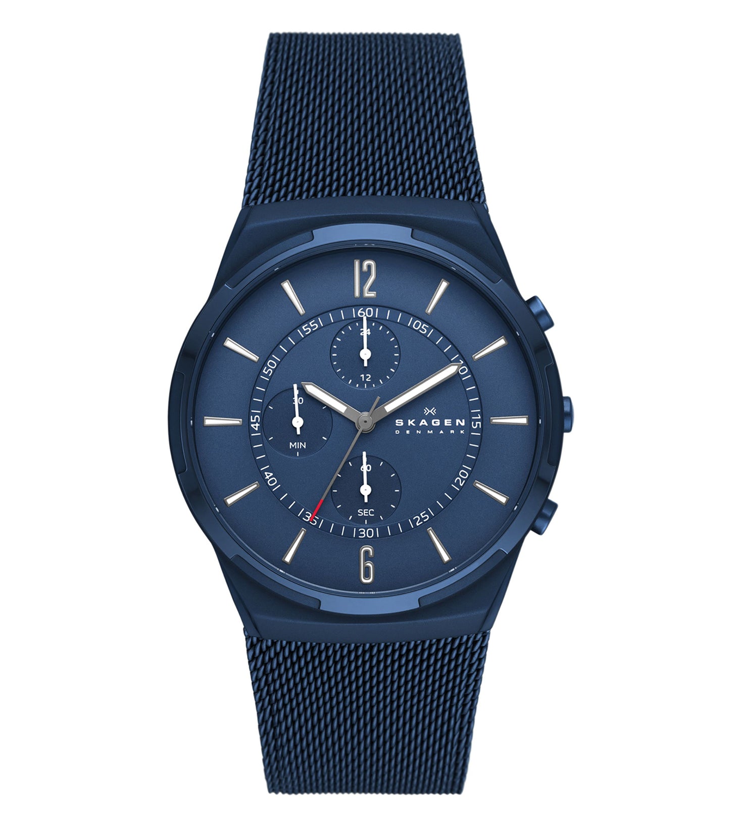 Skagen unicolor watch features sleek modern design, side angle showcasing minimalist dial and fine leather strap craftsmanship.